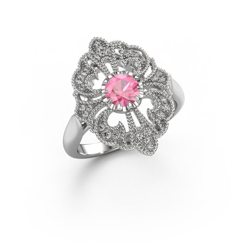 Engagement ring Naida 585 white gold pink sapphire 5 mm