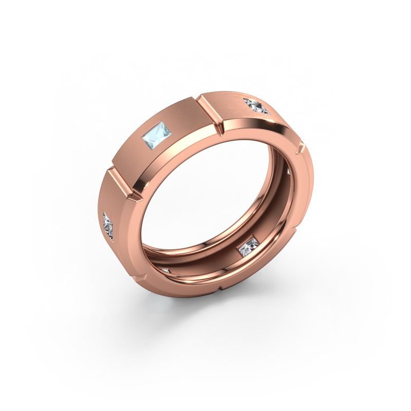 Heren ring Steve light 585 rosé goud aquamarijn 3 mm