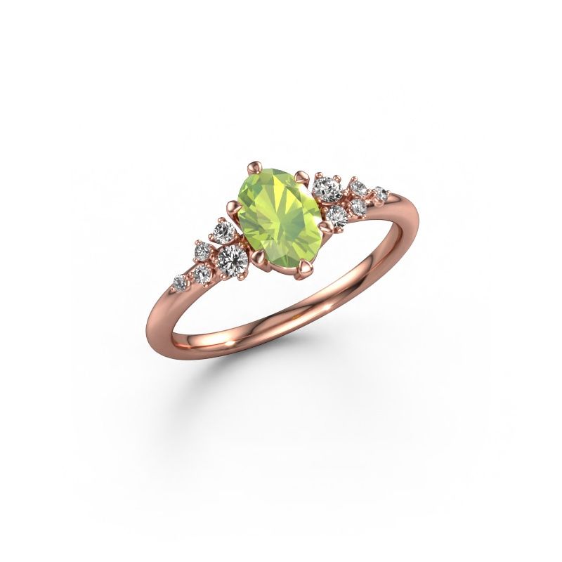 Ring Royce OVL 585 rosé goud peridoot 7x5 mm