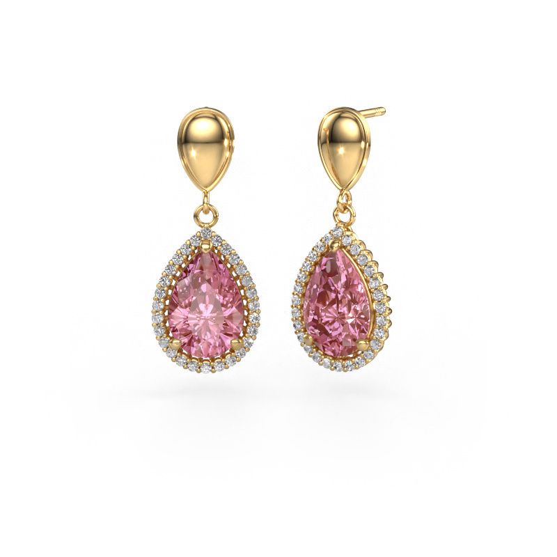 Drop earrings Tilly per 1 585 gold pink lab grown diamond 12x8 mm