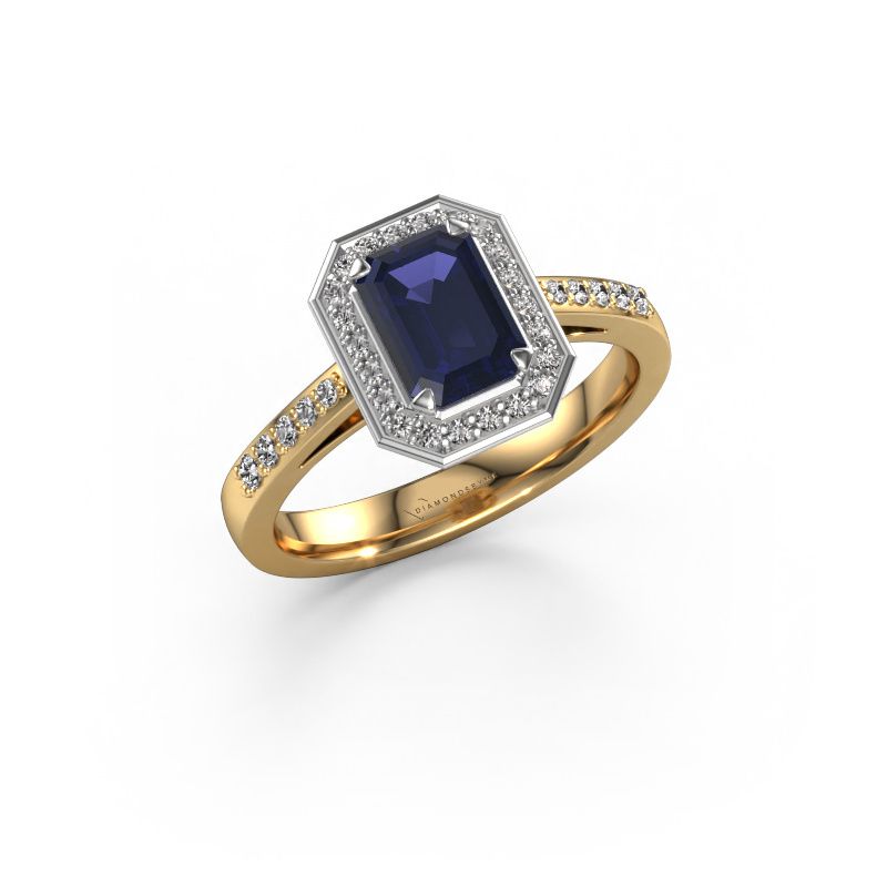 Verlobungsring Dodie 2 eme 585 Gold Saphir 7x5 mm
