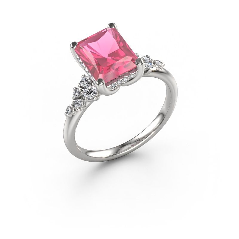 Engagement ring Emma RAD 950 platinum pink sapphire 9x7 mm