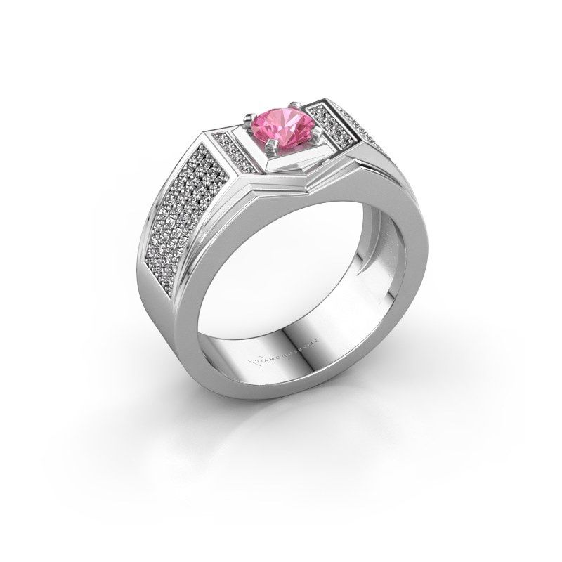 Image of Men's ring marcel<br/>585 white gold<br/>Pink sapphire 5 mm