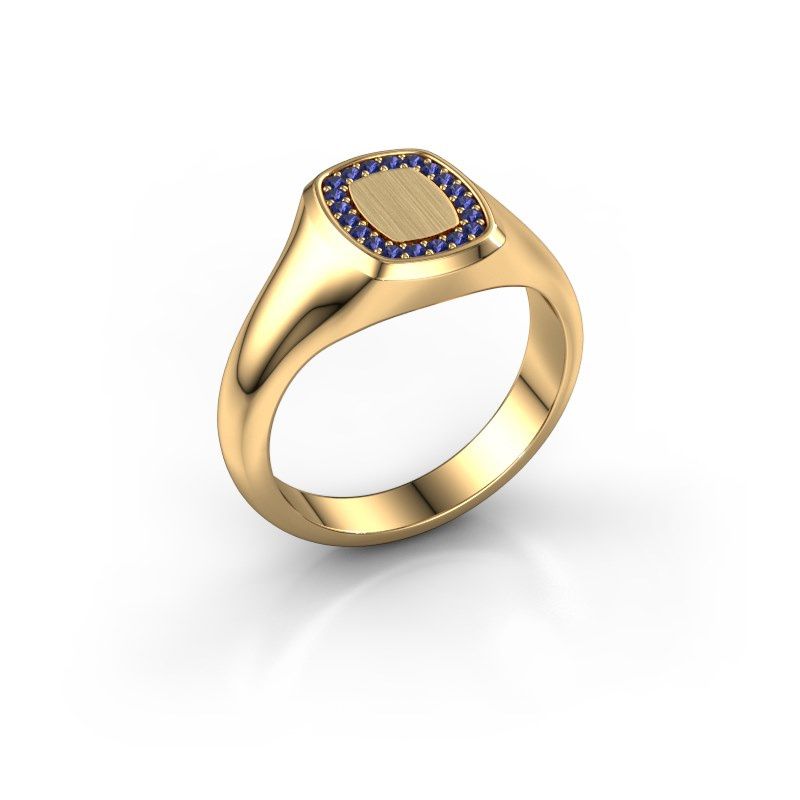 Image of Signet ring Dalia Cushion 1 585 gold sapphire 1.2 mm