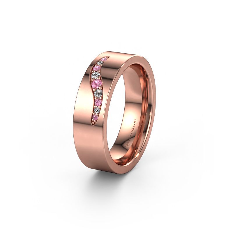 Trouwring WH2053L16BP 585 rosé goud roze saffier ±6x2 mm