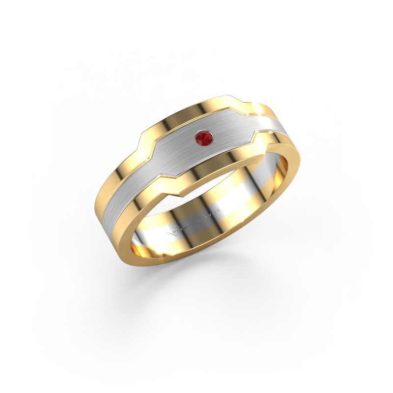Heren ring Guido 585 witgoud robijn 2 mm