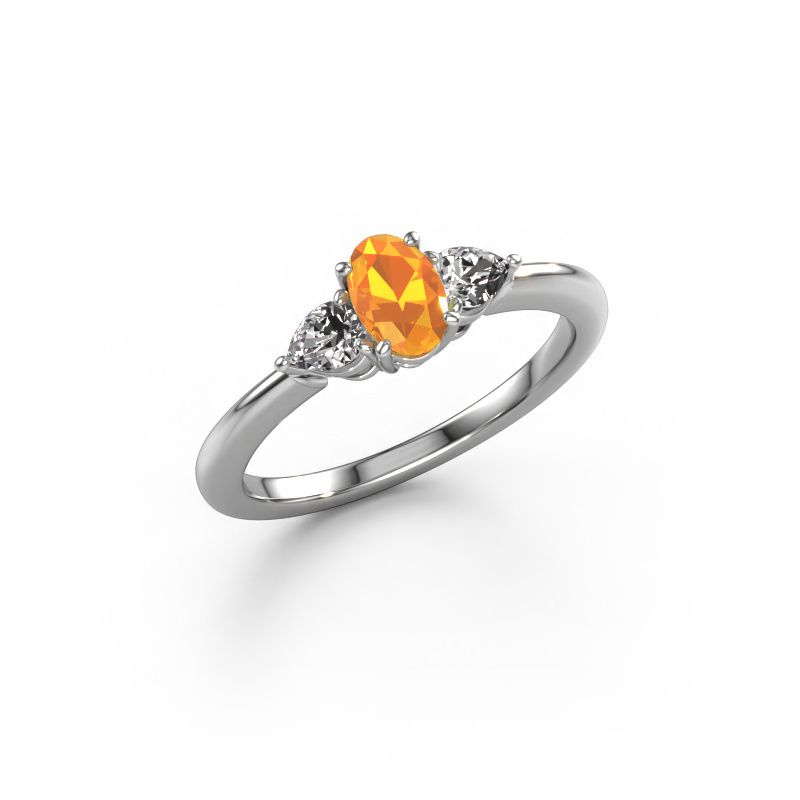 Verlovingsring Chanou OVL 585 witgoud citrien 7x5 mm