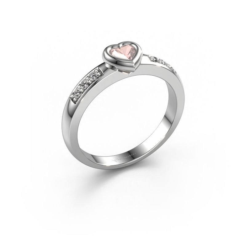 Bague de fiançailles Lieke Heart 585 or blanc champagne morganite 4 mm