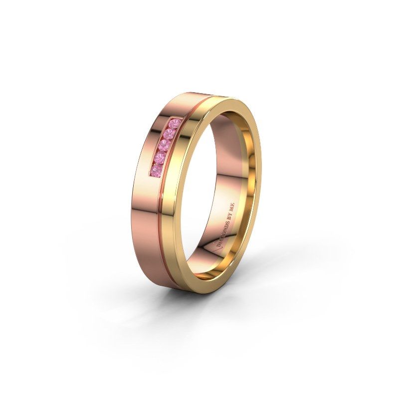Afbeelding van Trouwring WH0307L15AP 585 rosé goud roze saffier ±5x1.7 mm
