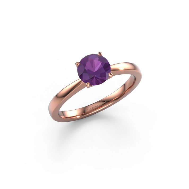 Bague de fiançailles Kitty 585 or rose améthyste 6.2 mm