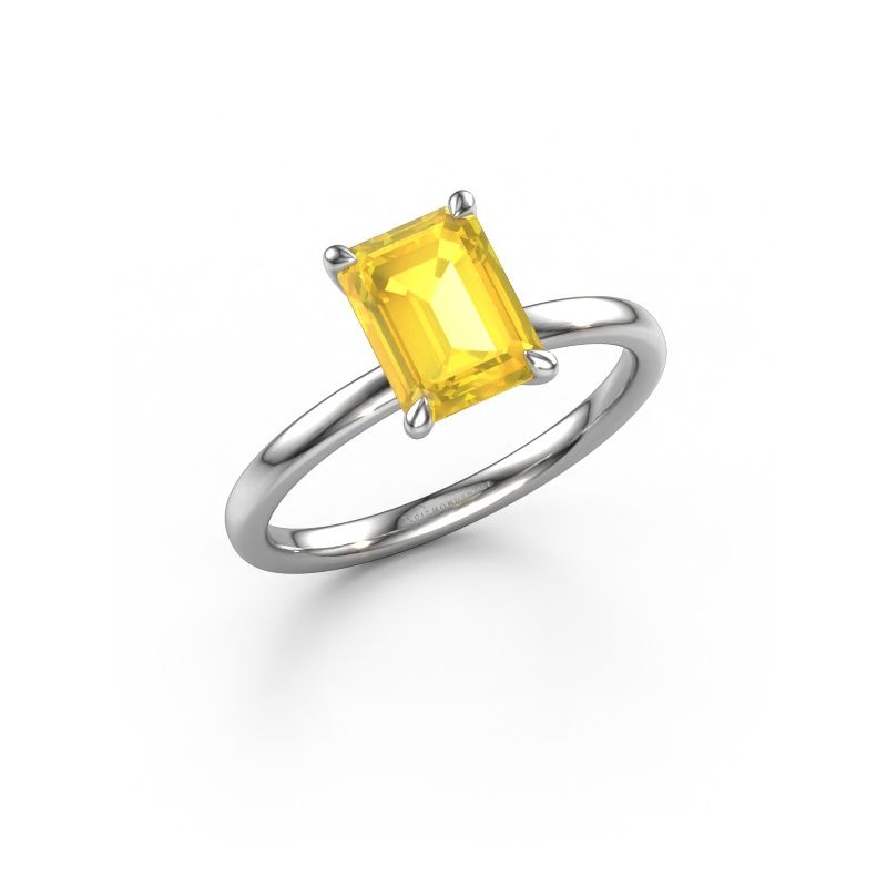Engagement ring Crystal EME 1 950 platinum yellow sapphire 8x6 mm