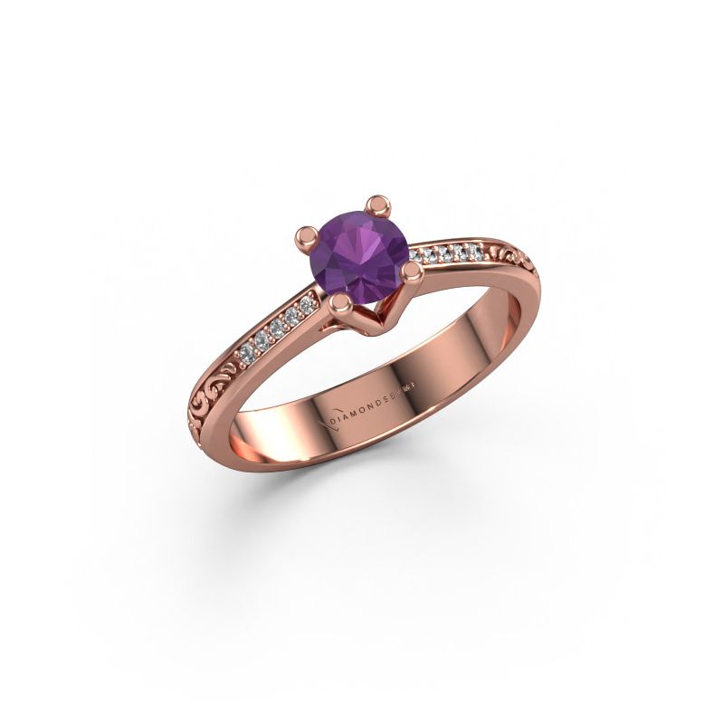 Engagement ring Mei 585 rose gold amethyst 4.7 mm