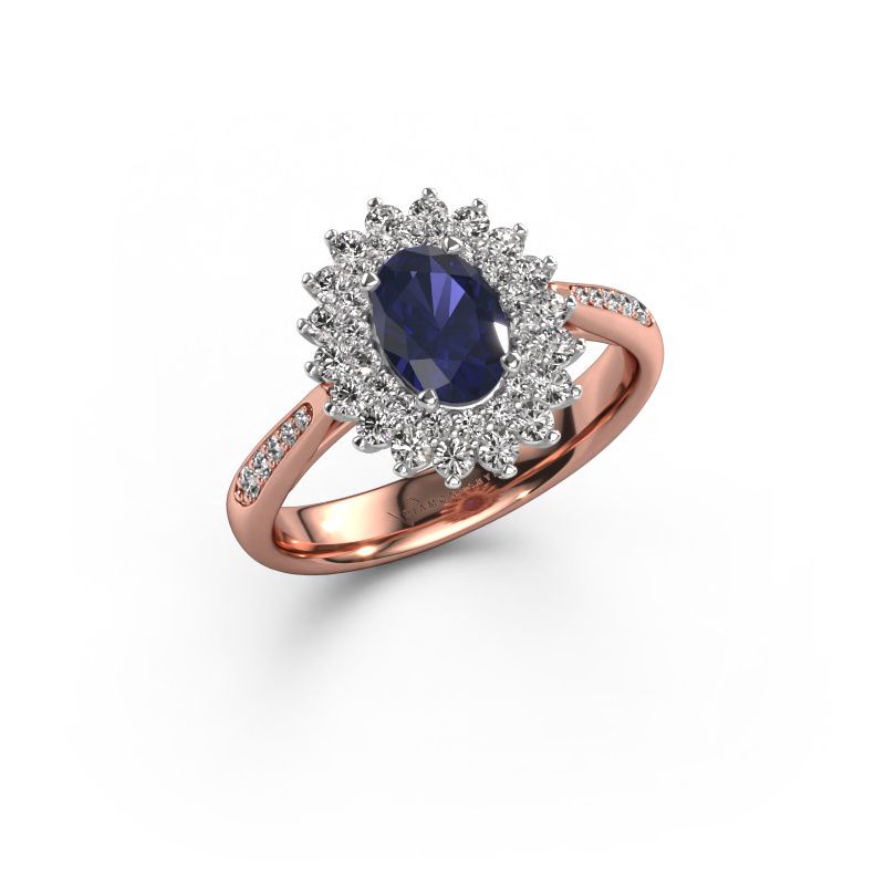 Verlobungsring Alina 2 585 Roségold Saphir 7x5 mm