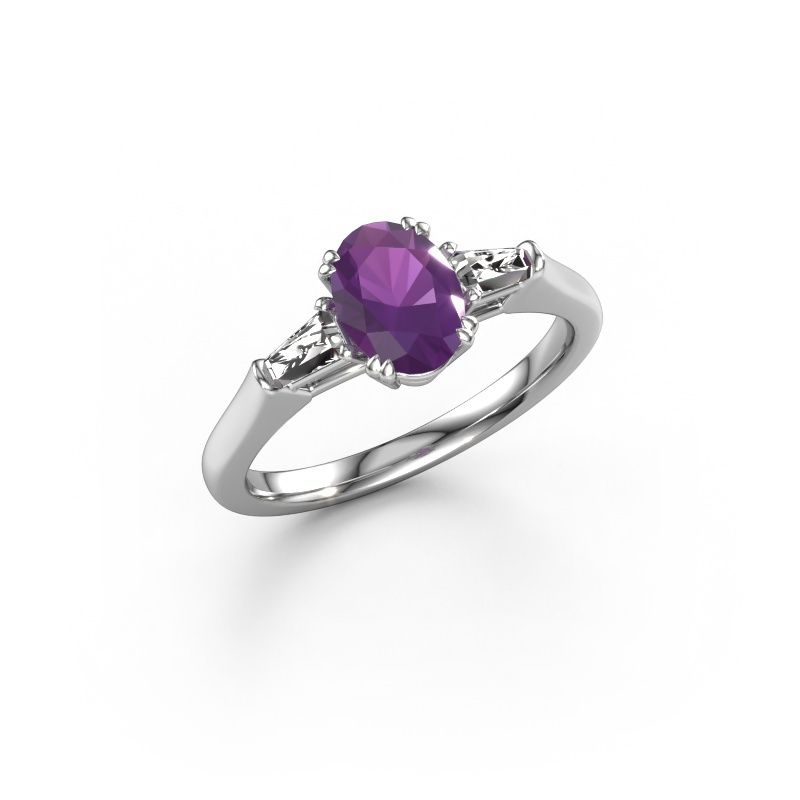 Bague de fiançailles Indy OVL 950 platine améthyste 8x6 mm