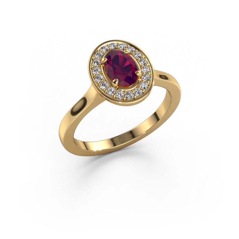 Ring Madelon 1 585 gull rhodolitt 7x5 mm
