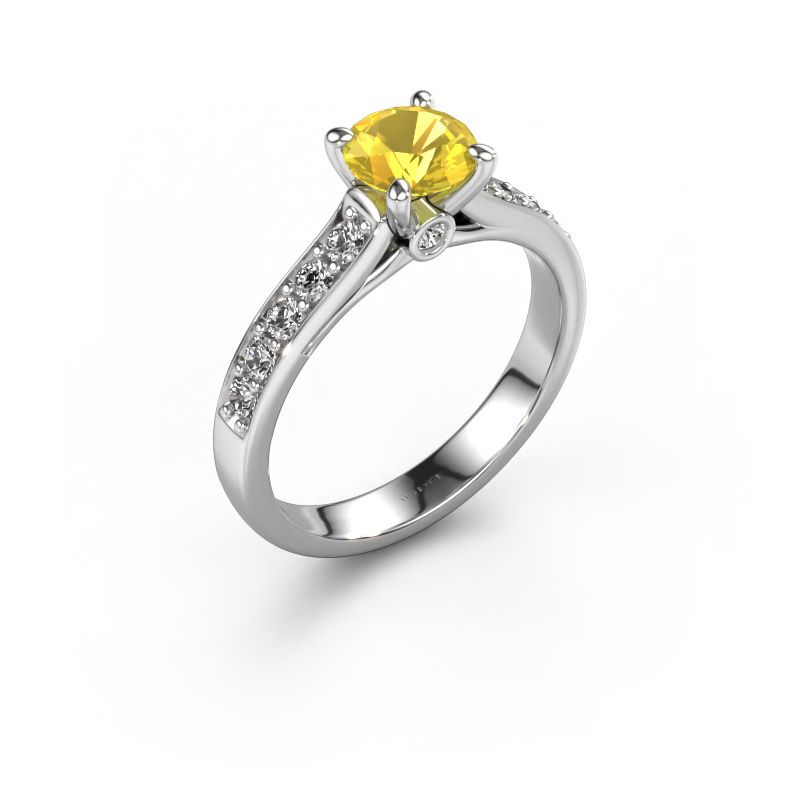 Bague de fiançailles Valorie RND 2 950 platine saphir jaune 6.5 mm
