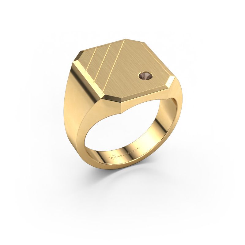 Signet ring Patrick 5 585 gold smokey quartz 2.5 mm
