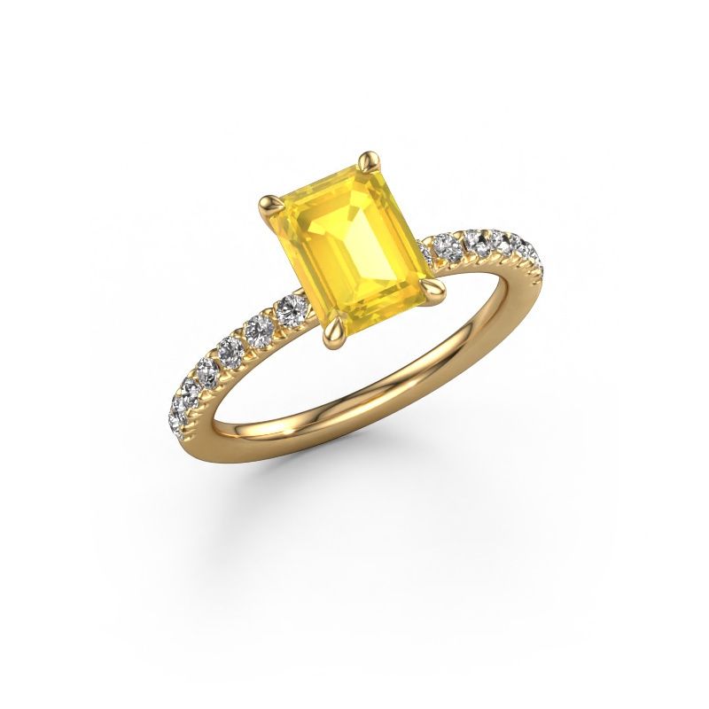 Engagement ring Crystal EME 2 585 gold yellow sapphire 8x6 mm