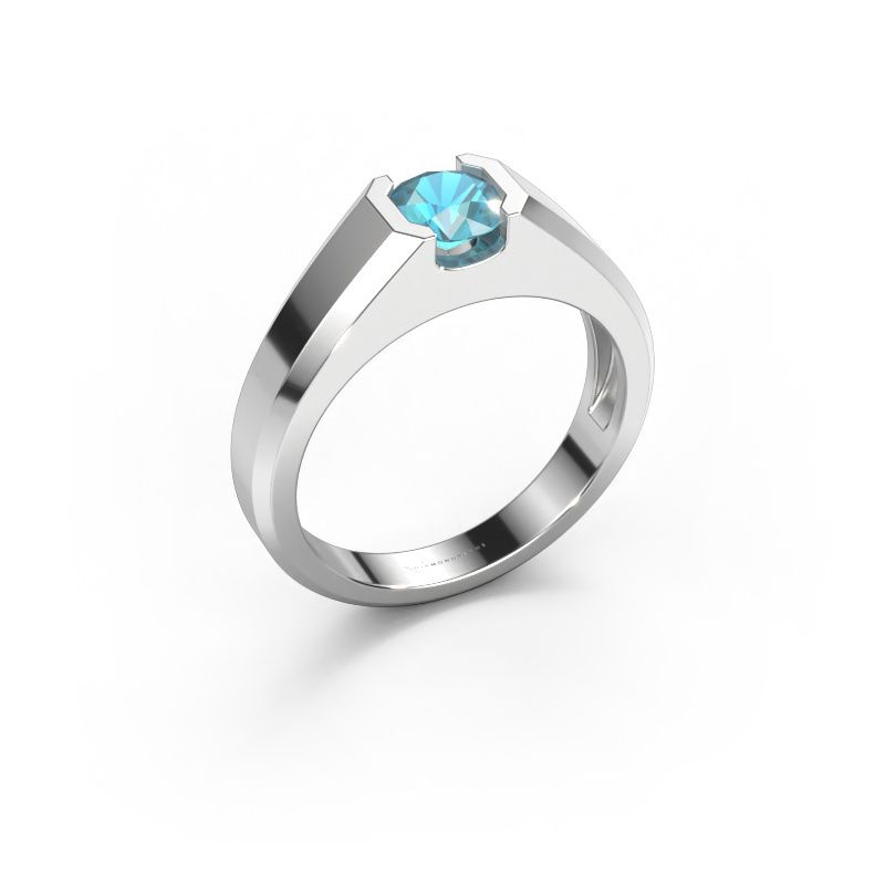 Men's ring Indigo 950 platinum blue topaz 6 mm