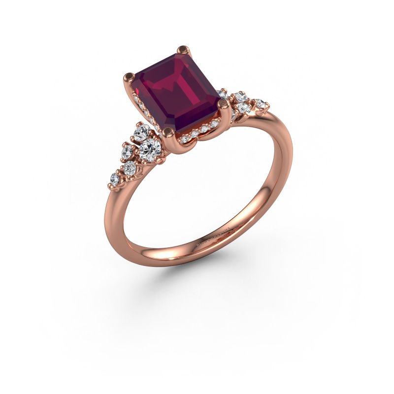 Engagement ring Emma EME 585 rose gold rhodolite 8x6 mm