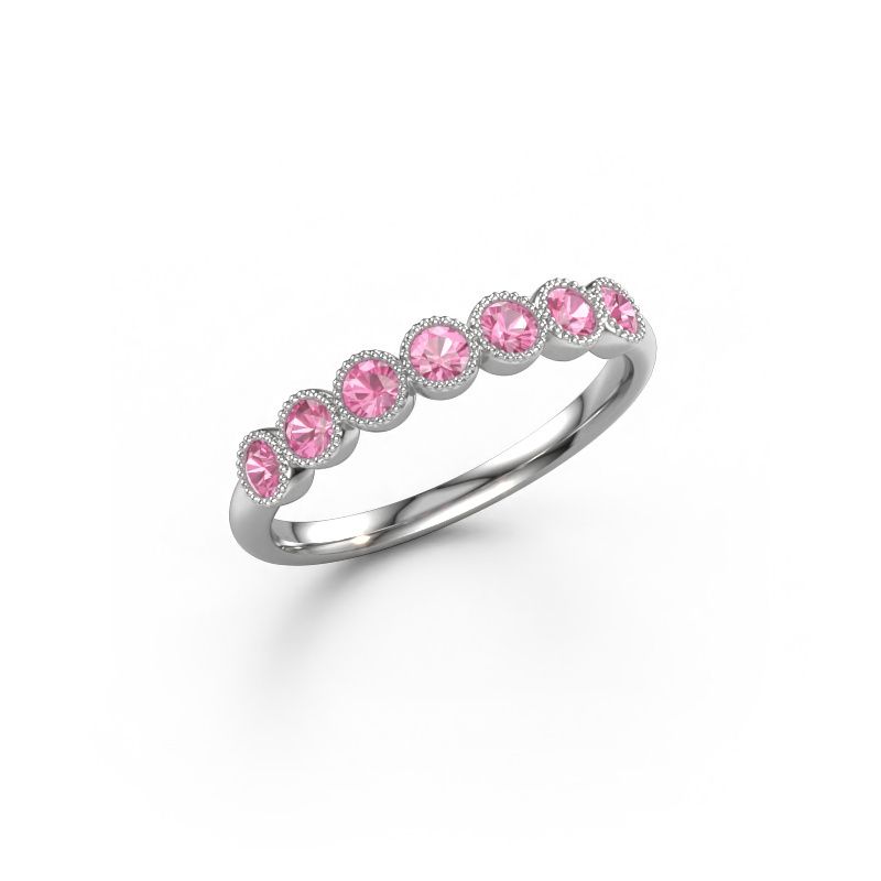 Bague Mariam half 585 or blanc saphir rose 2.4 mm