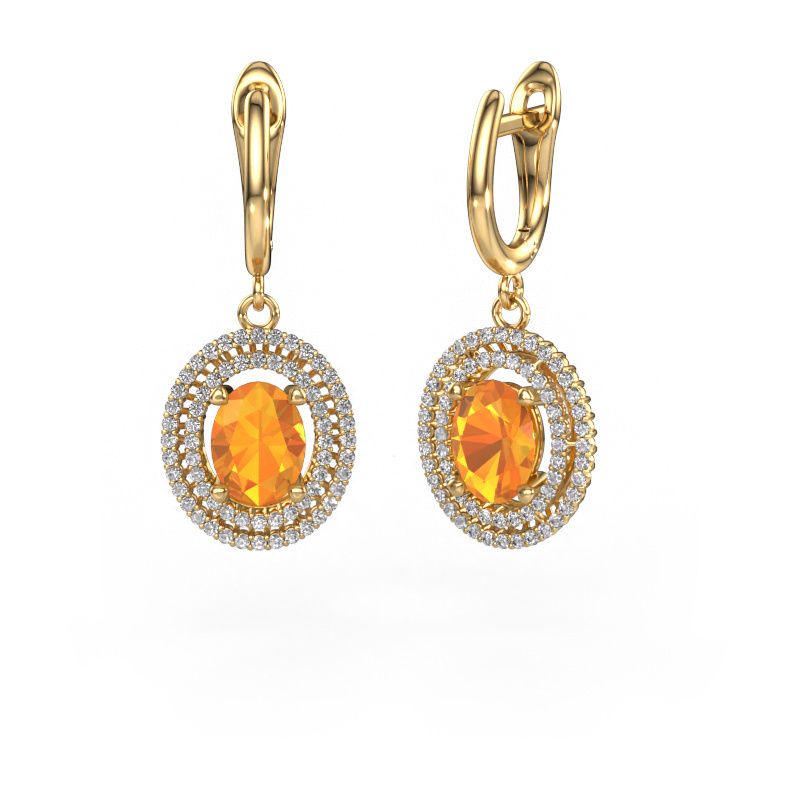 Ohrhänger Karren 585 Gold Citrin 8x6 mm