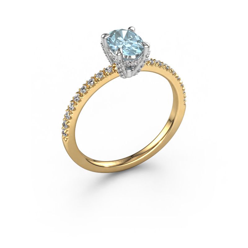 Engagement ring Saskia 1 OVL 585 gold blue lab grown diamond 7x5 mm