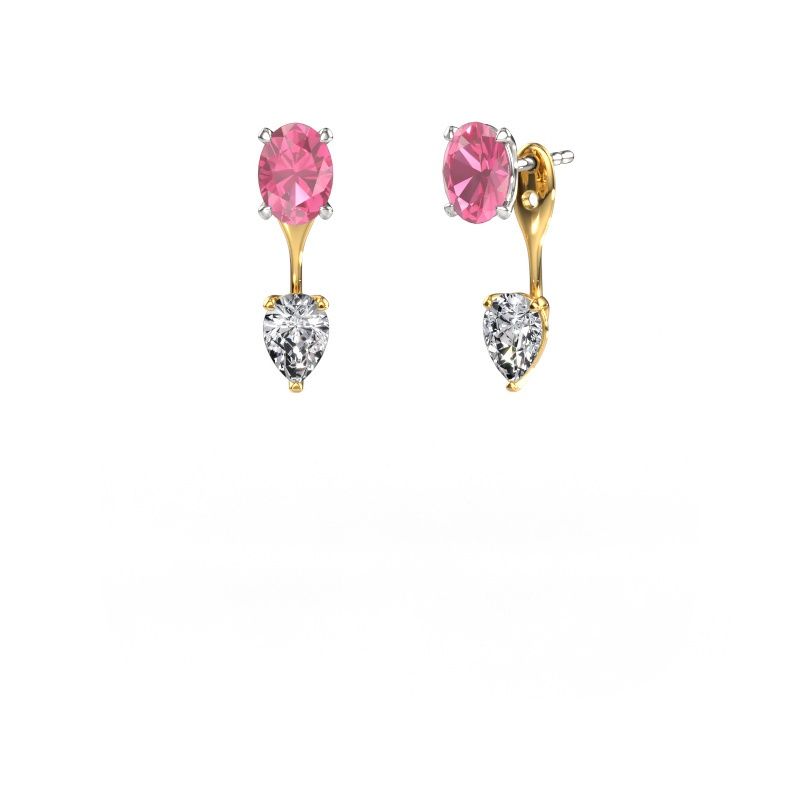 Drop earrings Kate OVL-PER 585 white gold pink sapphire 7x5 mm