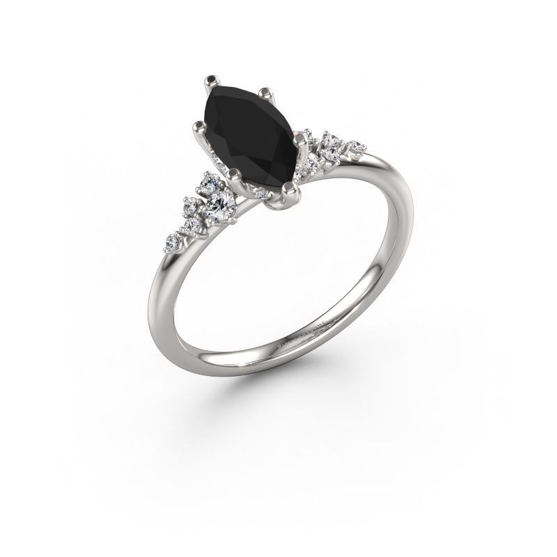Bague de fiançailles Emma MRQ 585 or blanc diamant noir 1.365 crt