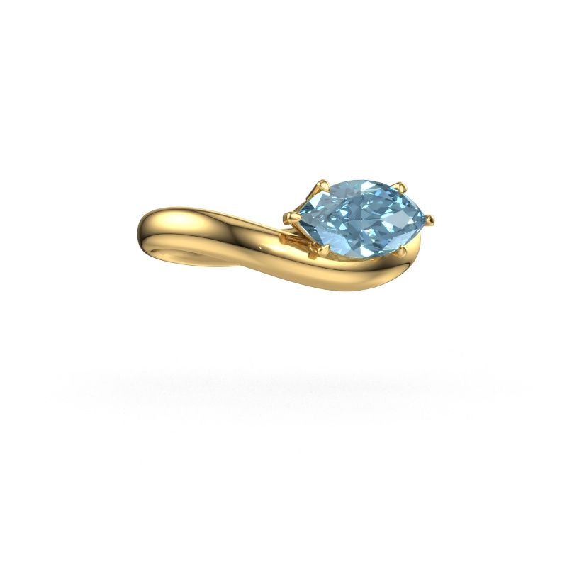 Engagement ring Floor MRQ 585 gold blue lab grown diamond 11x5.5 mm