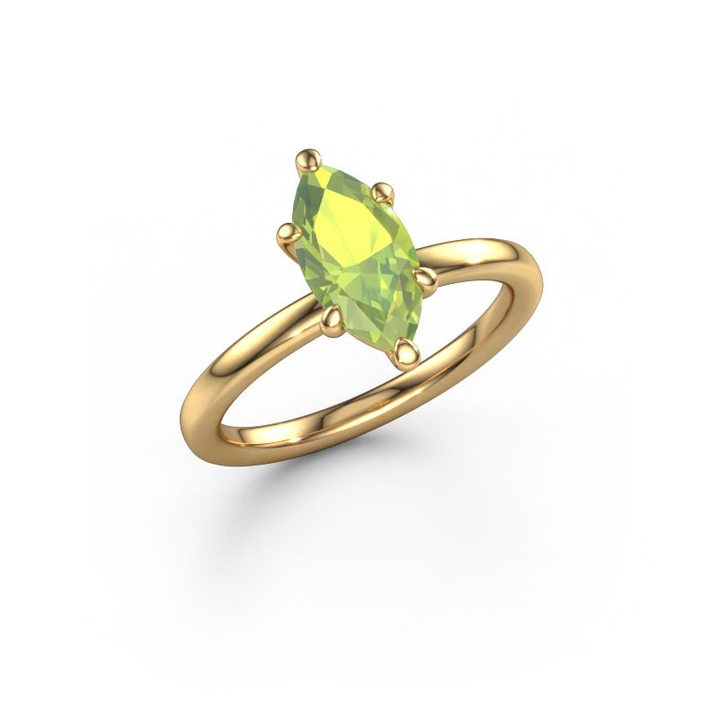 Engagement ring Simone MRQ 1 585 gold peridot 11x5.5 mm