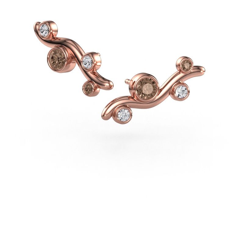 Stud earrings Jin 585 rose gold brown diamond 0.78 crt