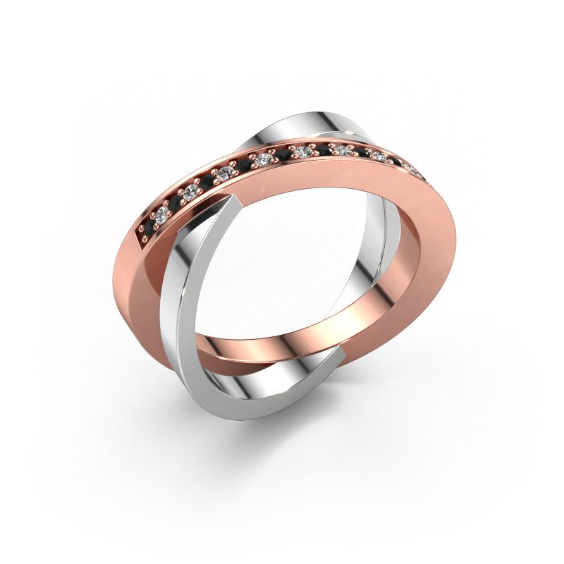 Ring Julie 585 Roségold Schwarz Diamant 0.158 crt