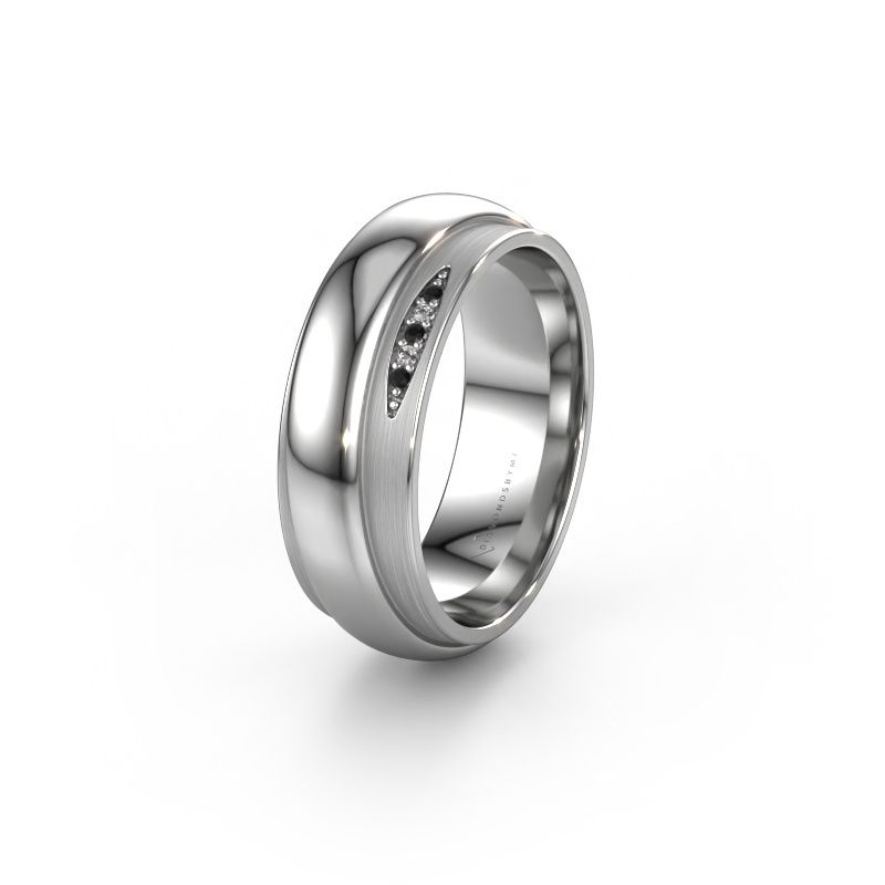 Trouwring WH2038L 950 platina zwarte diamant ±7x2.4 mm