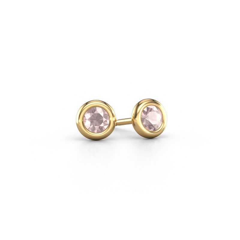 Stud earrings Lieke RND 585 gold morganite champagne 4 mm