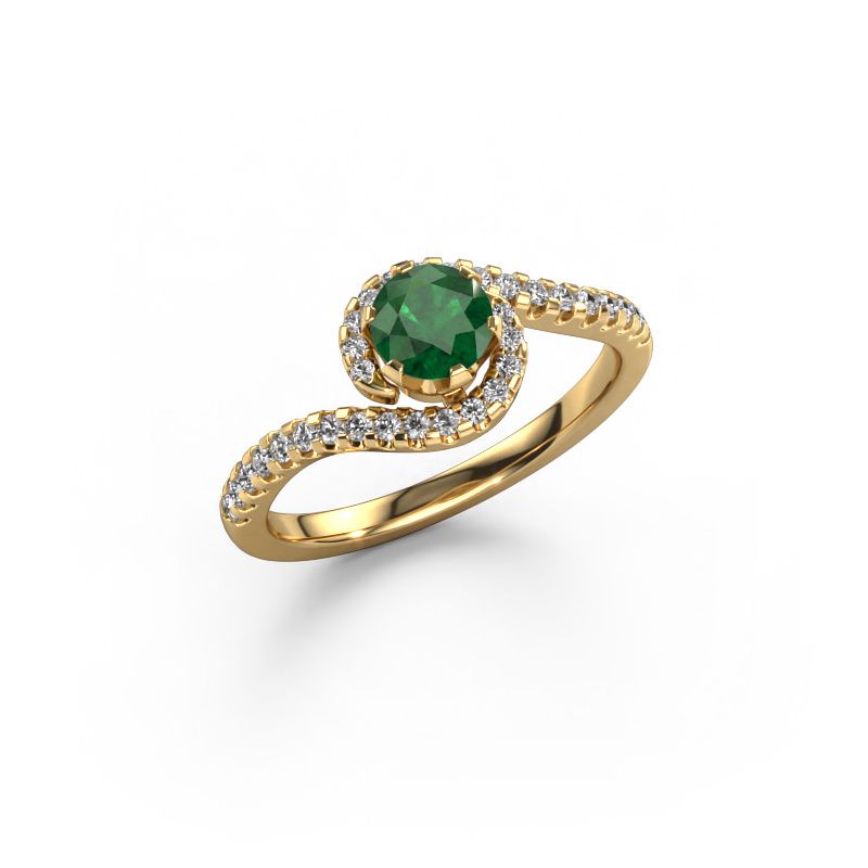 Forlovelsesring Elli 585 gull smaragd 5 mm