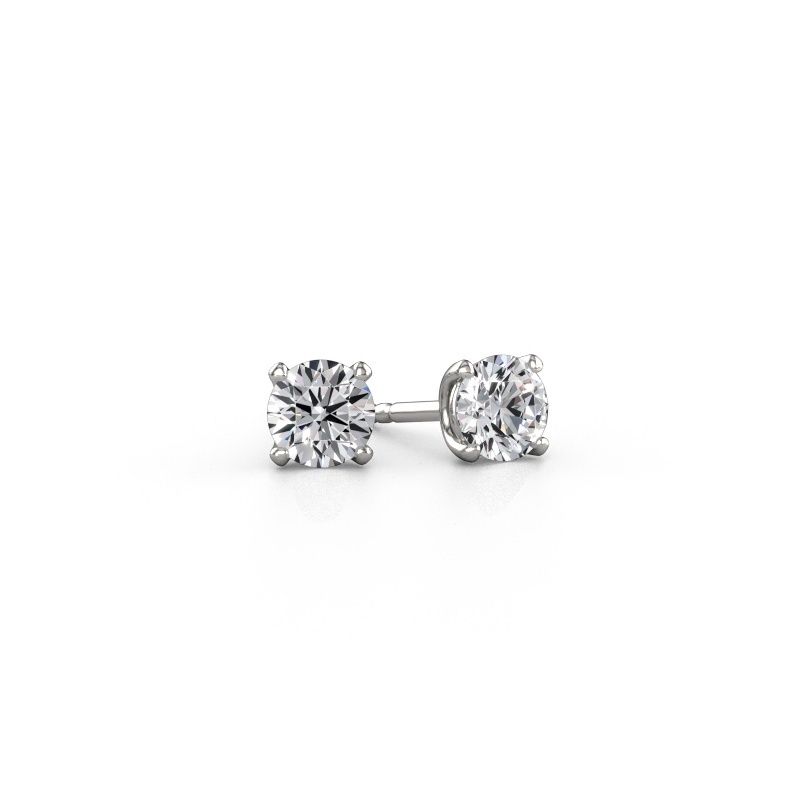 Clous d'oreilles Sam RND 585 or blanc diamant synthétique 0.50 crt