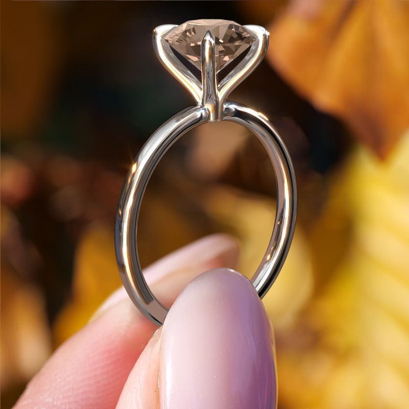 Image of Engagement Ring Crystal Rnd 1<br/>950 platinum<br/>Brown diamond 2.00 crt