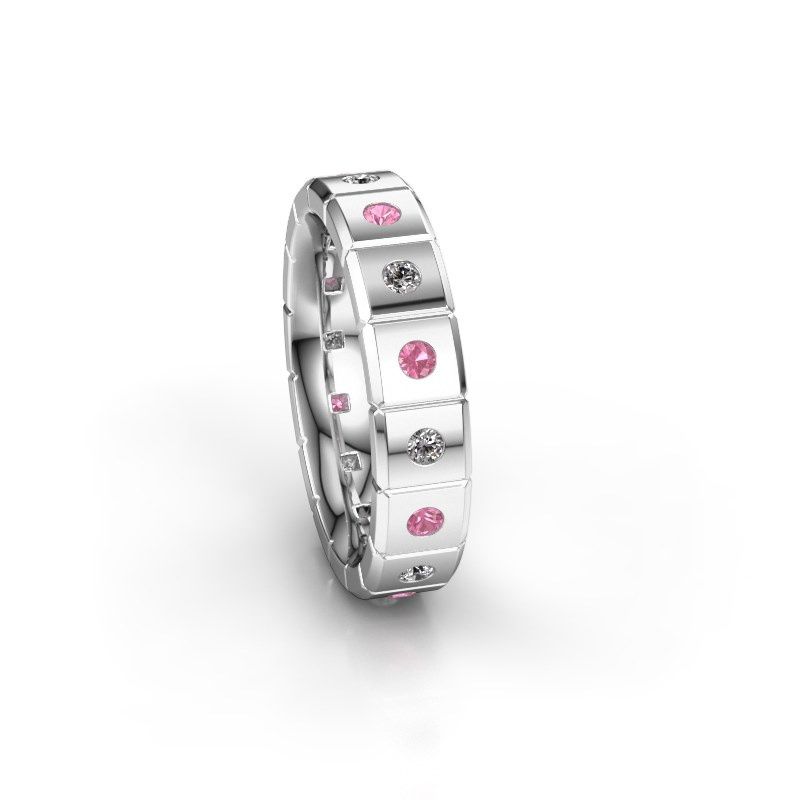 Afbeelding van Huwelijksring WH2055L15DP 950 platina roze saffier ±5x2.4 mm