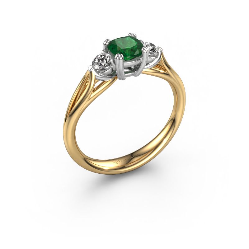 Verlovingsring Amie cus 585 goud smaragd 5 mm
