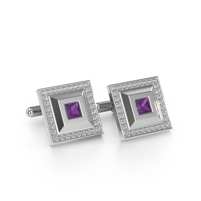 Manschettenknöpfe Joris 585 Weißgold Amethyst 4 mm