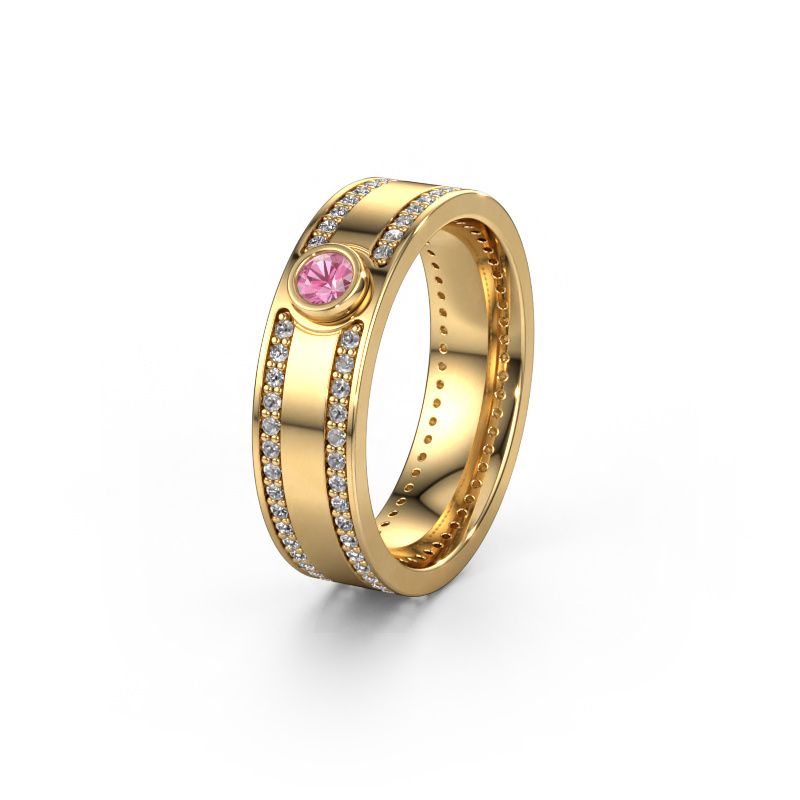 Wedding ring WH2044P 585 gold pink sapphire ±6x2 mm