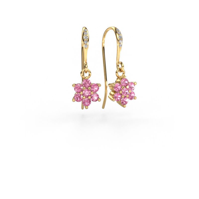 Ohrhänger Dahlia 2 585 Gold Pink Saphir 2.2 mm