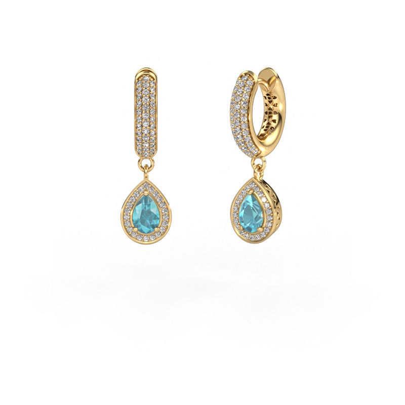 Ohrhänger Barbar 2 585 Gold Blau Topas 6x4 mm
