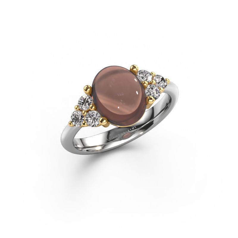 Ring Clarice 585 witgoud rookkwarts 10x8 mm
