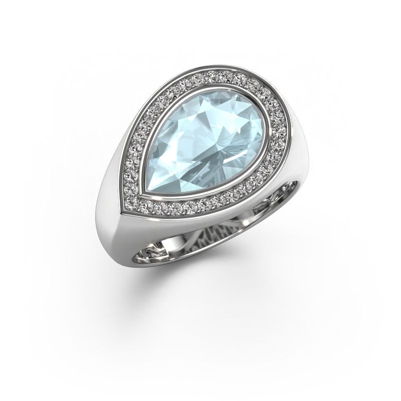 Ring Latashia 585 white gold aquamarine 12x8 mm