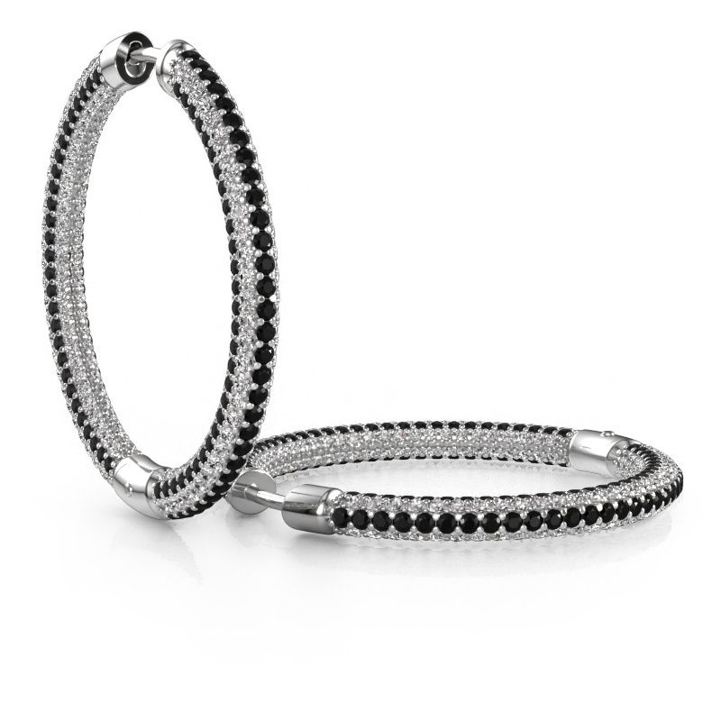 Créoles Hope 25mm 585 or blanc diamant noir 4.809 crt