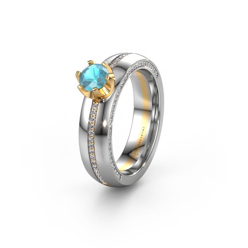Weddings ring WH0416L25E 585 gold blue topaz ±5x2.6 mm