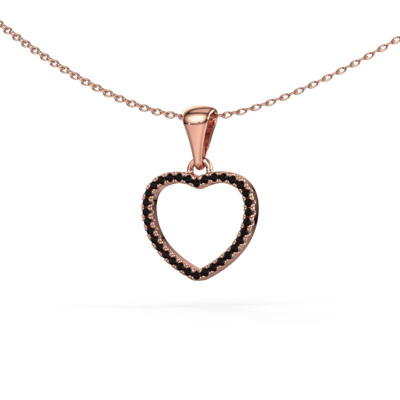 Anhänger Heart 6 585 Roségold Schwarz Diamant 0.204 crt