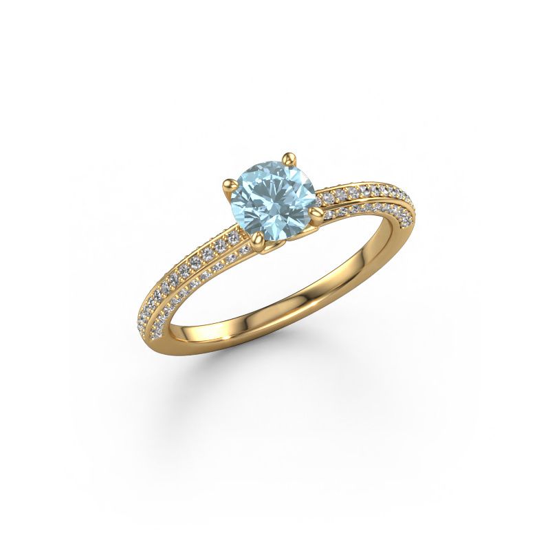 Engagement ring Elenore rnd 585 gold blue lab grown diamond 5.4 mm